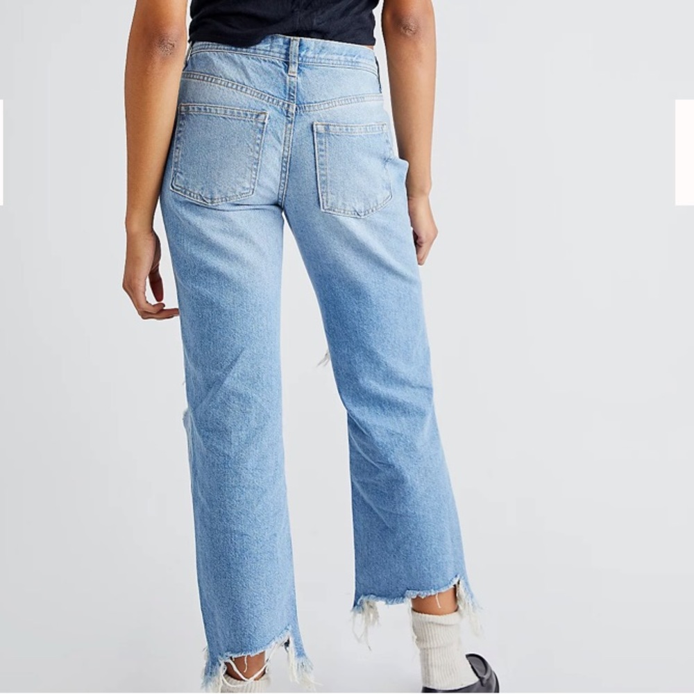 NWT Feel People Maggie Mid-Rise Straight-Leg Jeans Size 26 Light Stone Wash - Picture 2 of 14